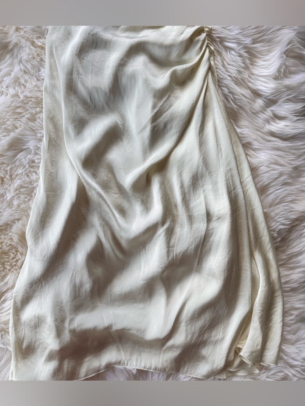 🤍 Theory Side Ruched Satin Skirt – Lemongrass – New With Tags - Picture 7 of 15